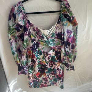 ONE33 Social Women's Purple Twist-Front Printed Stretch Mini Dress Size 6